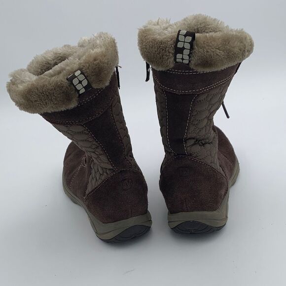 Merrell Women's Dark Brown quilted Winter Boots faux fur trim size 7.5 - Picture 4 of 12
